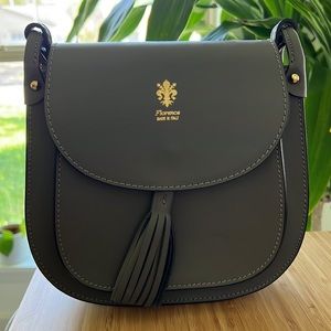Grey Italian Leather Cross Body Bag